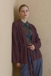Kısa Bağlamalı Lyocell Kimono - Kahve