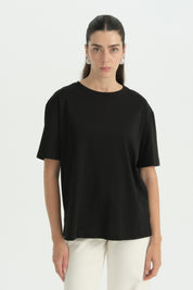 Kısa Kollu Basic Pamuk T-Shirt - Siyah