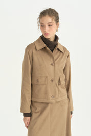Kısa Süet Ceket - Camel