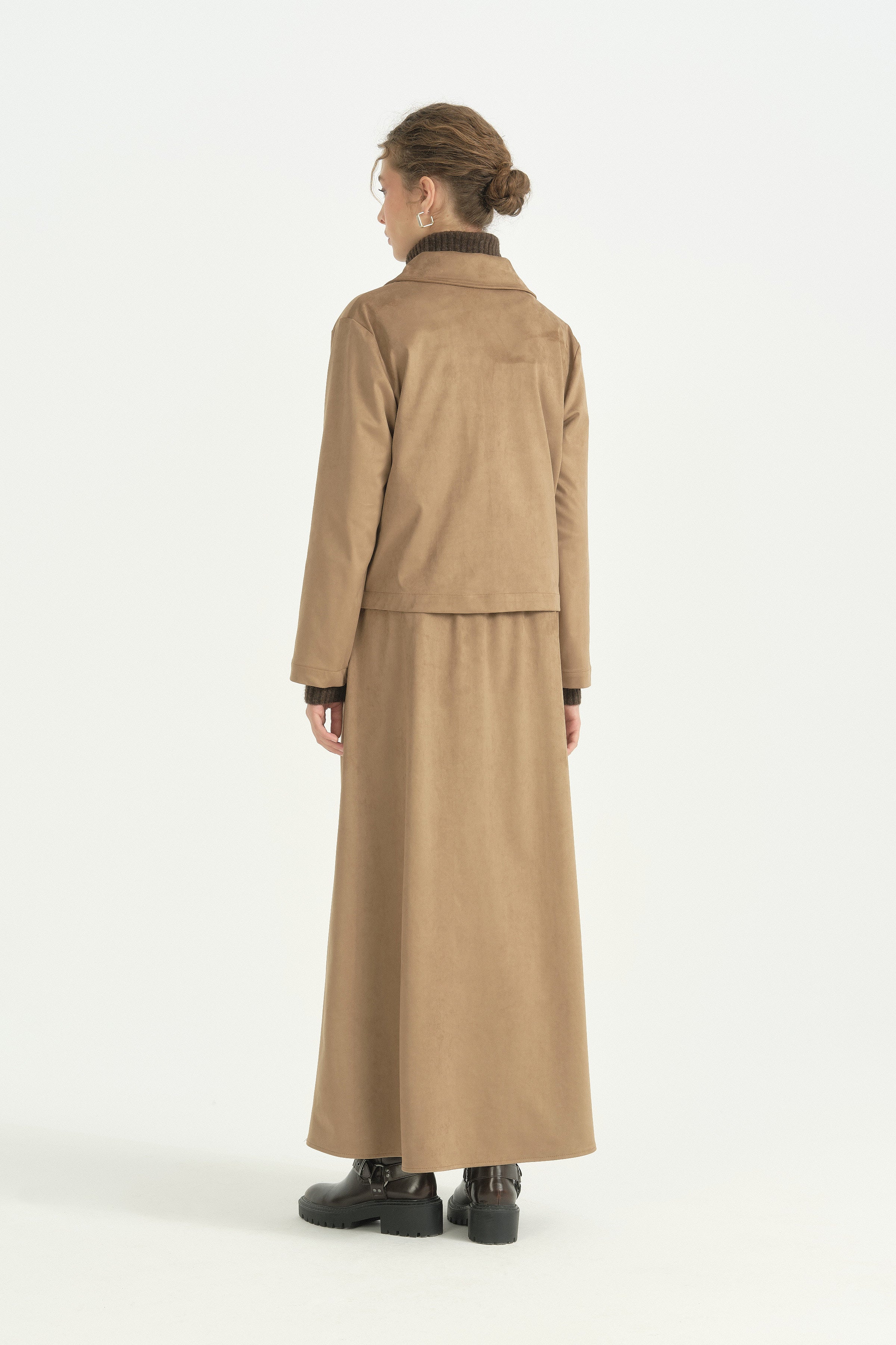 Kısa Süet Ceket - Camel
