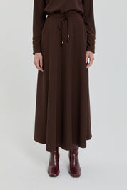 Flared Knit Skirt - Brown