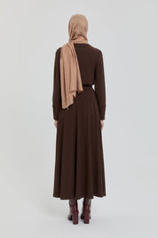 Flared Knit Skirt - Brown
