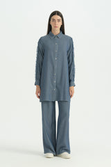 Sleeve Detail Lyocell Set - Indigo