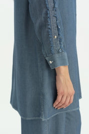 Sleeve Detail Lyocell Set - Indigo