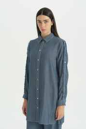 Sleeve Detail Lyocell Set - Indigo