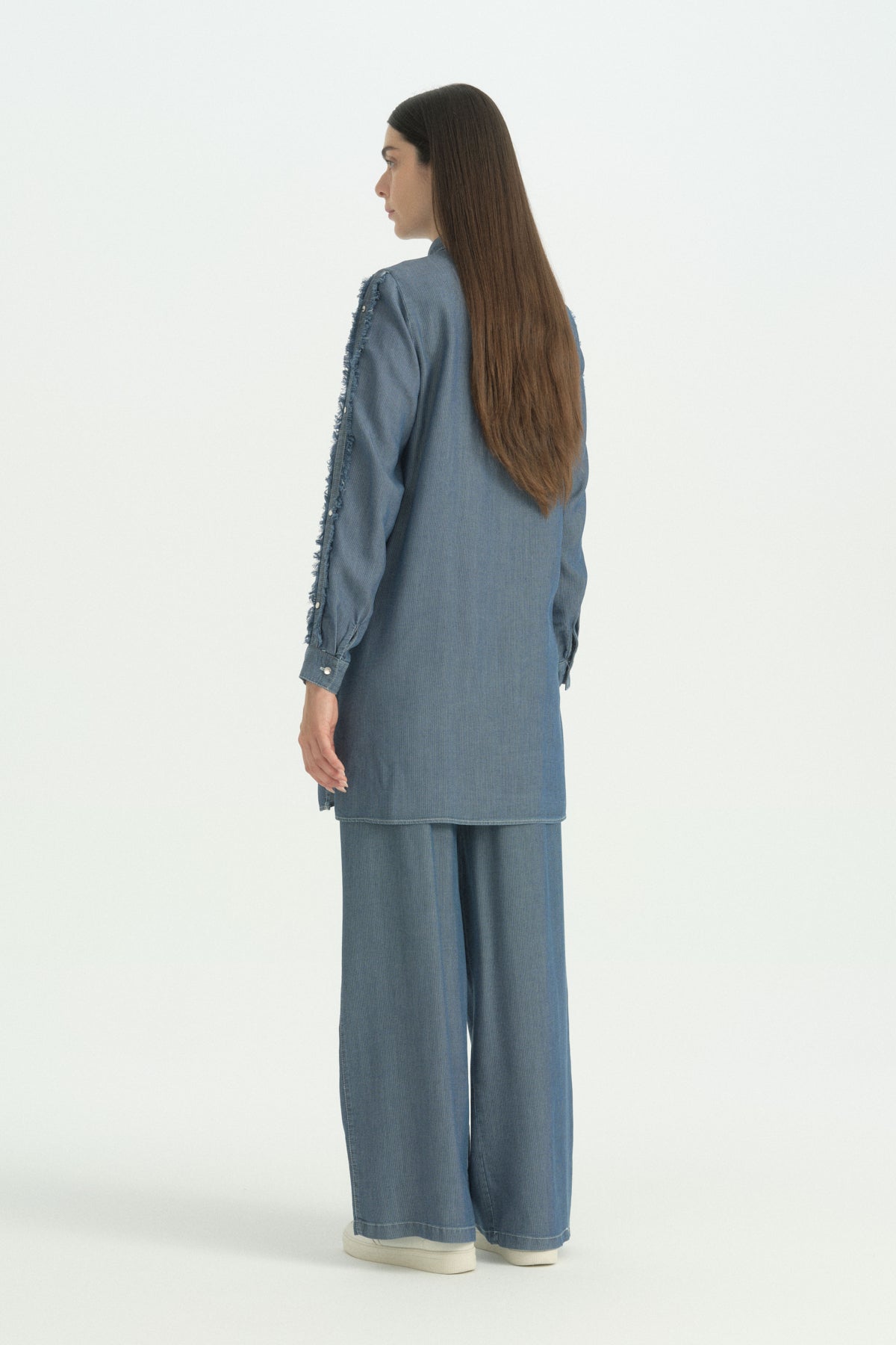 Sleeve Detail Lyocell Set - Indigo