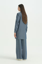 Sleeve Detail Lyocell Set - Indigo