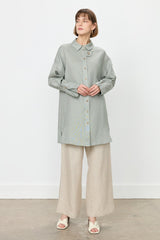 Kol Detaylı Oversize Keten Tunik - Mint