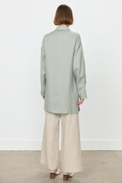 Kol Detaylı Oversize Keten Tunik - Mint