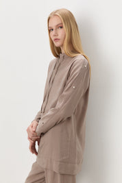 Sleeve Detail Pants and Tunic Set in Modal - Mink