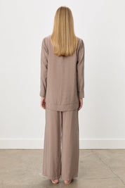 Sleeve Detail Pants and Tunic Set in Modal - Mink