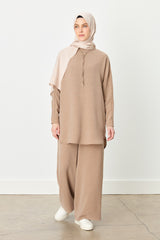 Kol Detaylı Pantolon Tunik Takım - Camel