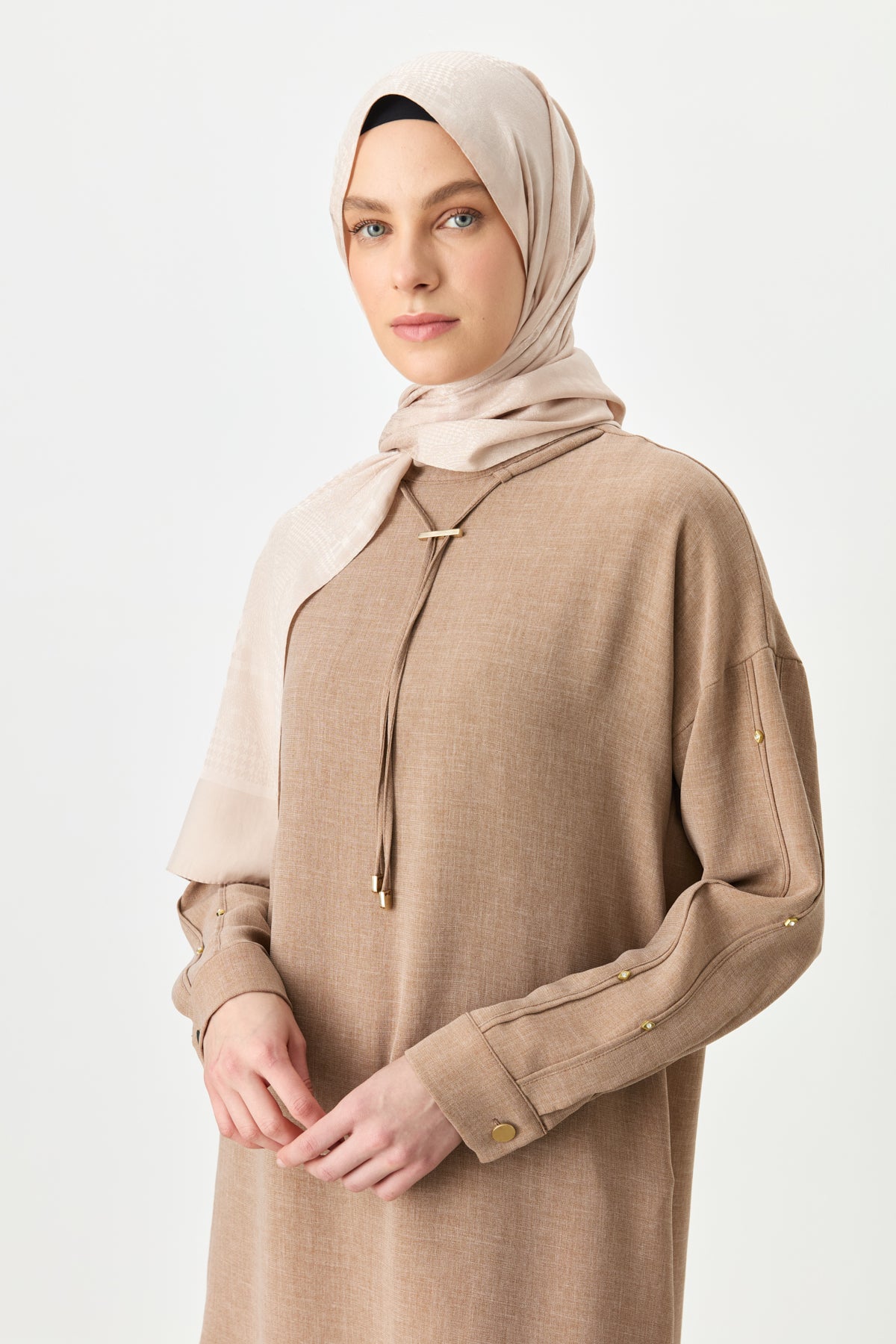Kol Detaylı Pantolon Tunik Takım - Camel