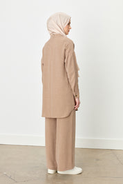 Kol Detaylı Pantolon Tunik Takım - Camel
