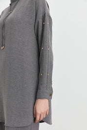 Tunic Set with Sleeve Details - Dark Gray