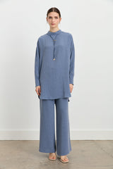 Sleeve Detail Pants and Tunic Set - Indigo