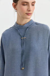 Sleeve Detail Pants and Tunic Set - Indigo