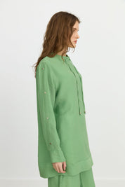 Sleeve Detail Pants and Tunic Set - Benetton Green - Black