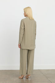 Tencel Blend Tunic Set with Arm Detail Pants - Khaki