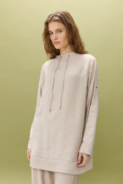 Tencel Blend Tunic and Pants Set with Sleeve Details - Kumsal