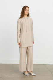 Tencel Blend Tunic and Pants Set with Sleeve Details - Kumsal