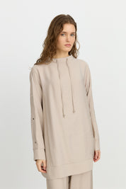 Tencel Blend Tunic and Pants Set with Sleeve Details - Kumsal
