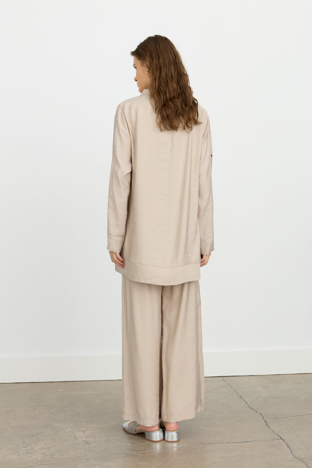 Tencel Blend Tunic and Pants Set with Sleeve Details - Kumsal