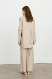 Tencel Blend Tunic and Pants Set with Sleeve Details - Kumsal
