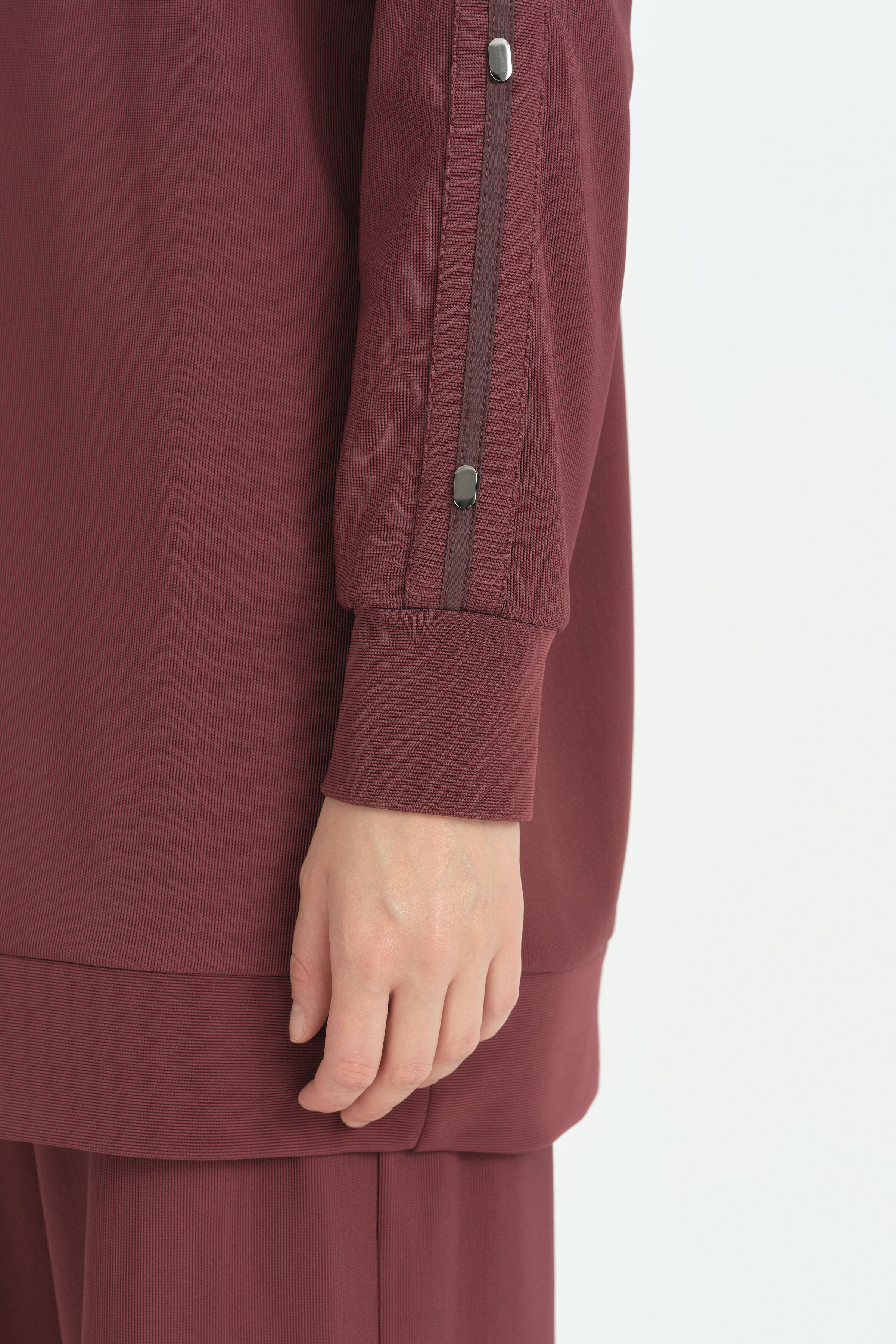 Kol Detaylı Rahat Pantolon Tunik Takım - Bordo