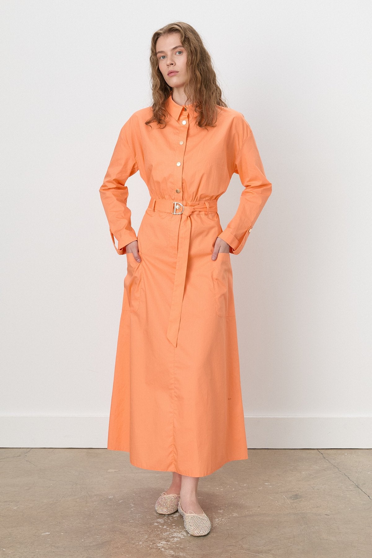 Fold-Sleeve Shirt Cotton Dress - Mango