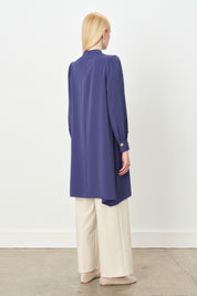 Asymmetrical Tunic with Gathered Sleeves - Indigo