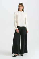 Pearl-Embellished Sleeve Blouse - Ecru