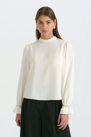 Pearl-Embellished Sleeve Blouse - Ecru