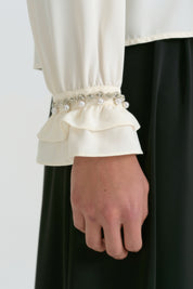 Pearl-Embellished Sleeve Blouse - Ecru