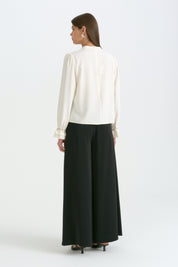 Pearl-Embellished Sleeve Blouse - Ecru