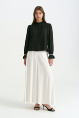 Pearl-Sleeve Blouse - Black