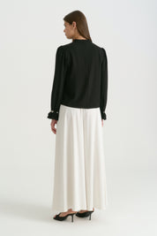 Pearl-Sleeve Blouse - Black