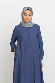 Kolları Lastikli Tencel Ferace - İndigo
