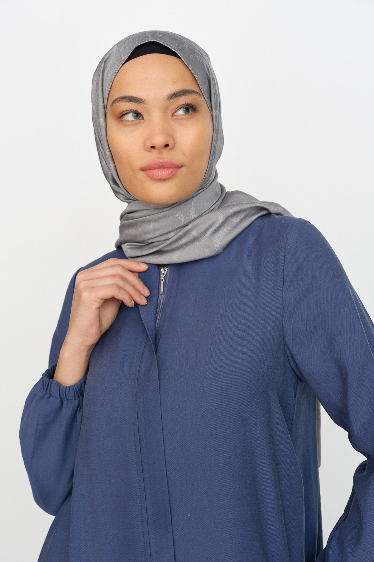 Kolları Lastikli Tencel Ferace - İndigo