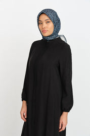 Elasticated Sleeve Tencel Abaya - Black