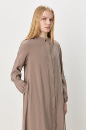 Kolları Lastikli Tencel Ferace - Vizon