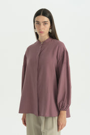 Kolları Nervürlü Lyocell Tunik - Mürdüm
