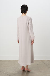 Elegant Dress with Ostrich Feather Sleeves - Stone