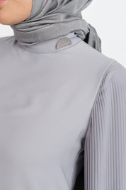 Pleated Sleeve Blouse - Grey