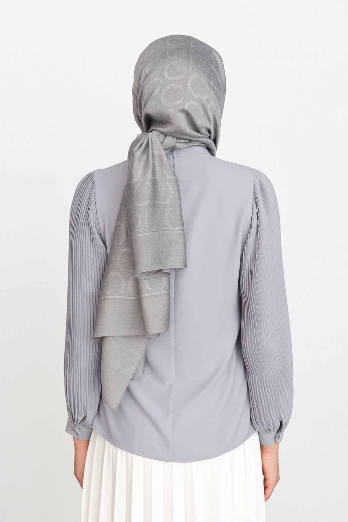 Pleated Sleeve Blouse - Grey