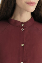 Voluminous Sleeved Lyocell Tunic - Burgundy