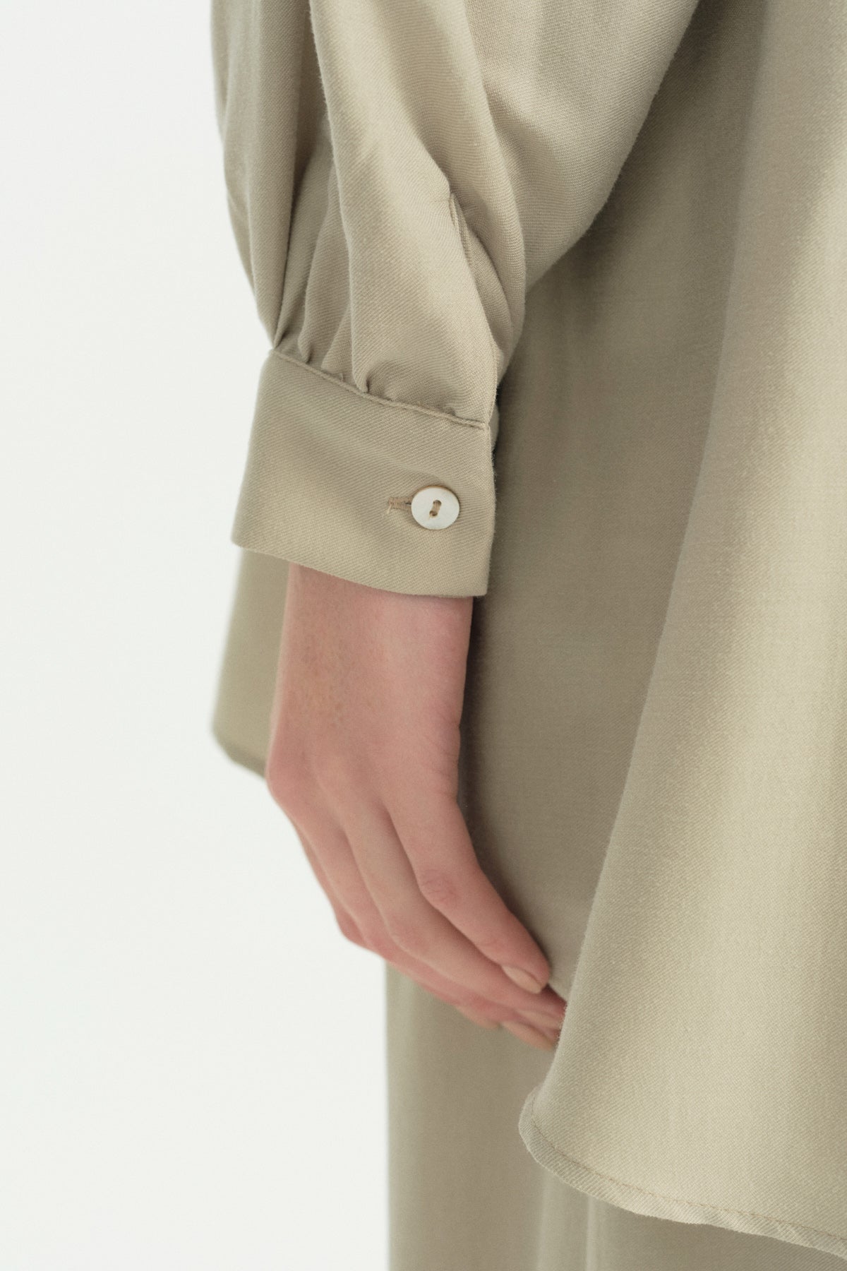 Voluminous-sleeved Lyocell Tunic - Stone
