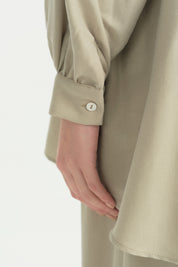 Voluminous-sleeved Lyocell Tunic - Stone