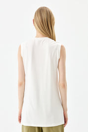 Sleeveless Cotton Undershirt - Ecru