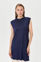 Sleeveless Cotton Undershirt - Navy Blue